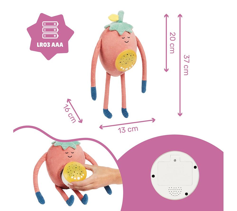 BADABULLE Barnaby Strawberry Plush Projector Nightlight - Pink image number 6 of 8