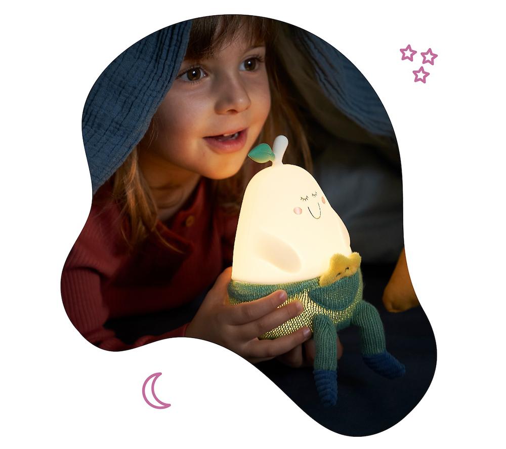 BADABULLE Bertille Pear-shaped Silicone Nightlight - Green & White image number 2 of 9