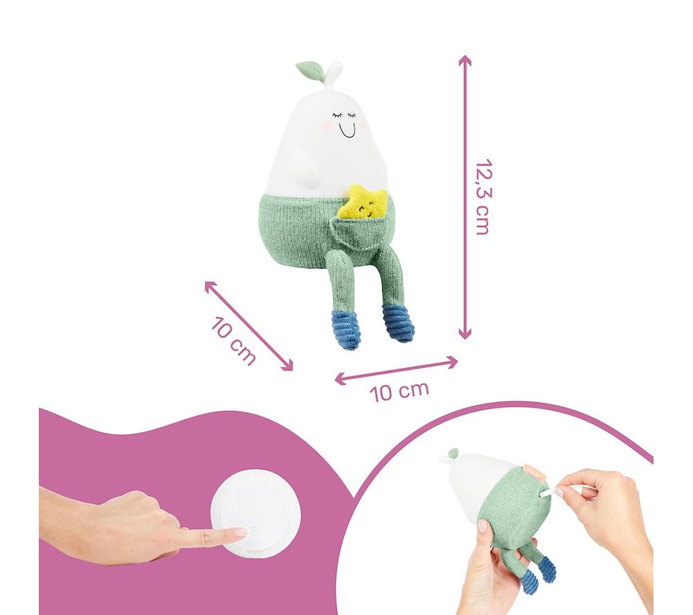 BADABULLE Bertille Pear-shaped Silicone Nightlight - Green & White image number 6 of 9