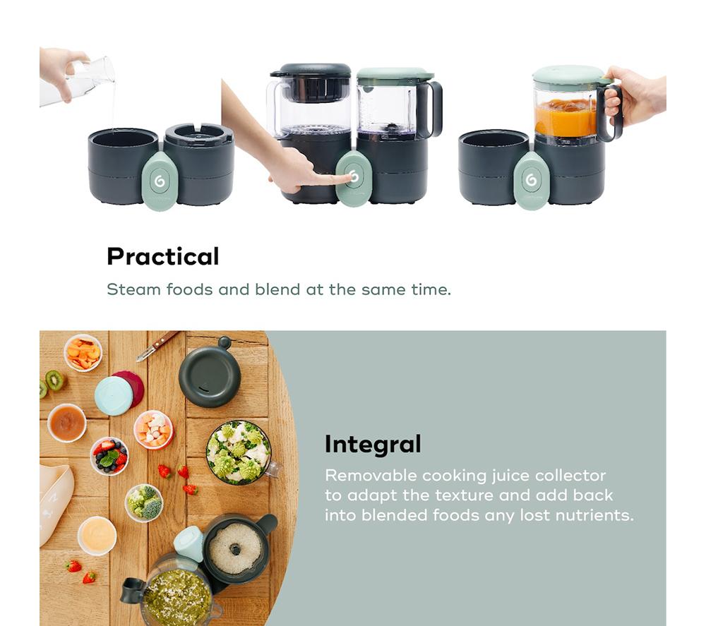 BABYMOOV Nutribaby One 4-in-1 Baby Food Maker - Black and Green image number 4 of 9