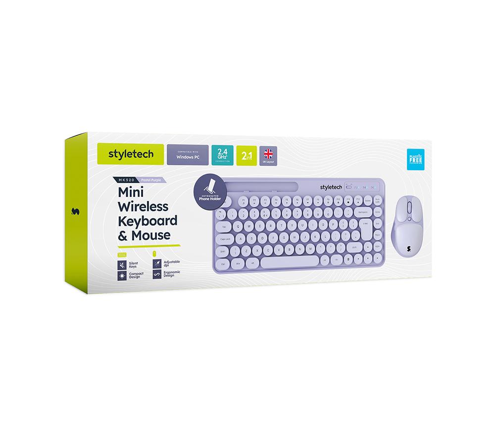 STYLETECH MK520 Wireless Keyboard & Mouse Set - Lavender image number 2 of 8