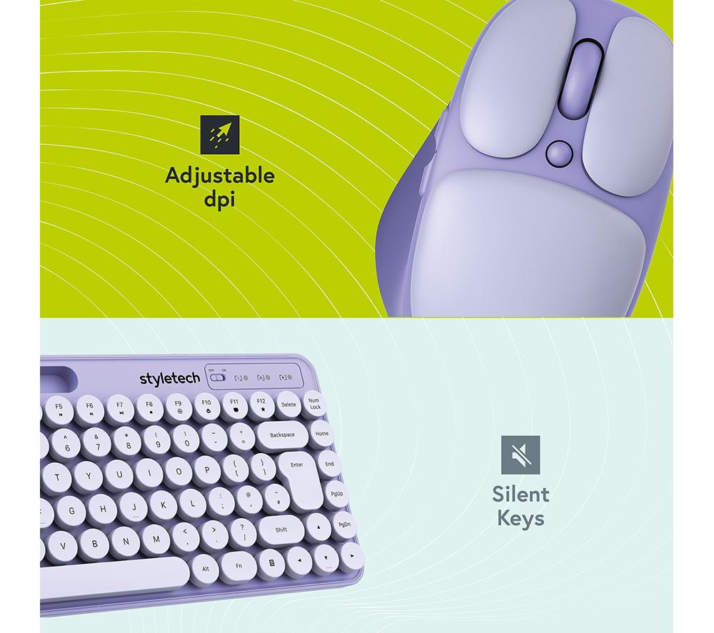 STYLETECH MK520 Wireless Keyboard & Mouse Set - Lavender image number 7 of 8