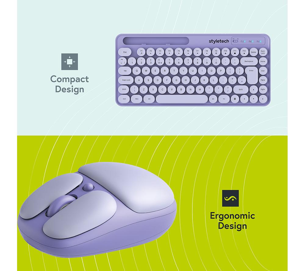 STYLETECH MK520 Wireless Keyboard & Mouse Set - Lavender image number 8 of 8