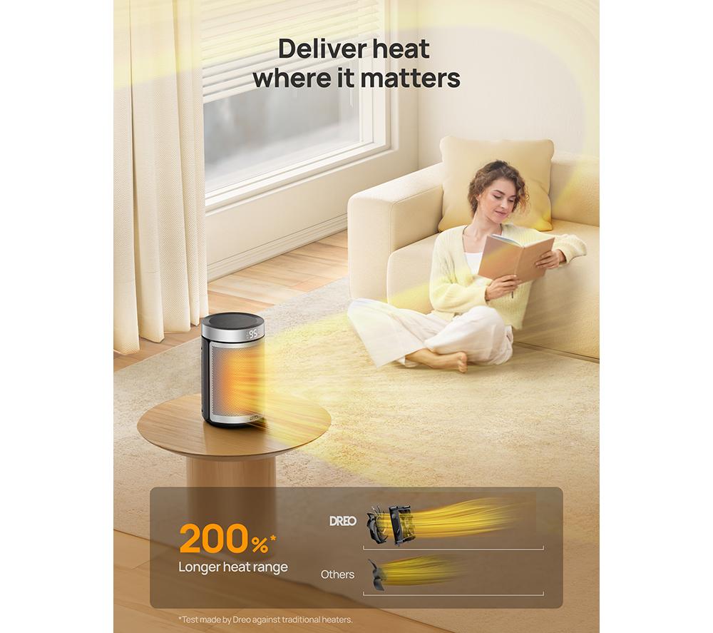 DREO Atom 416 Fan Heater - Silver image number 3 of 8