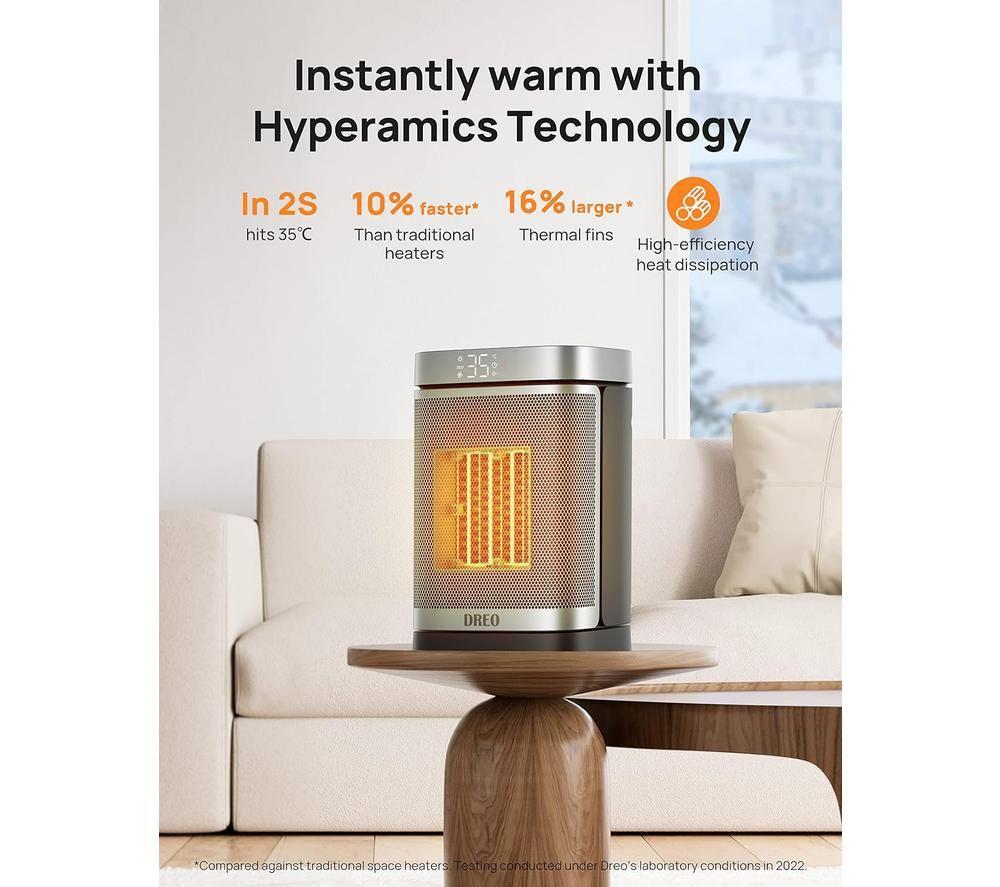 DREO Atom Core Space Heater - Silver & Black image number 4 of 6