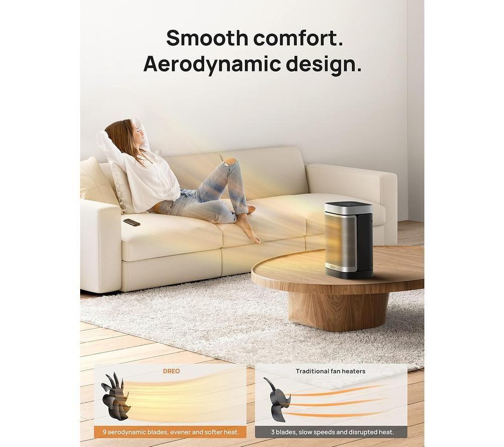 DREO Atom Core Space Heater - Silver & Black image number 6 of 6