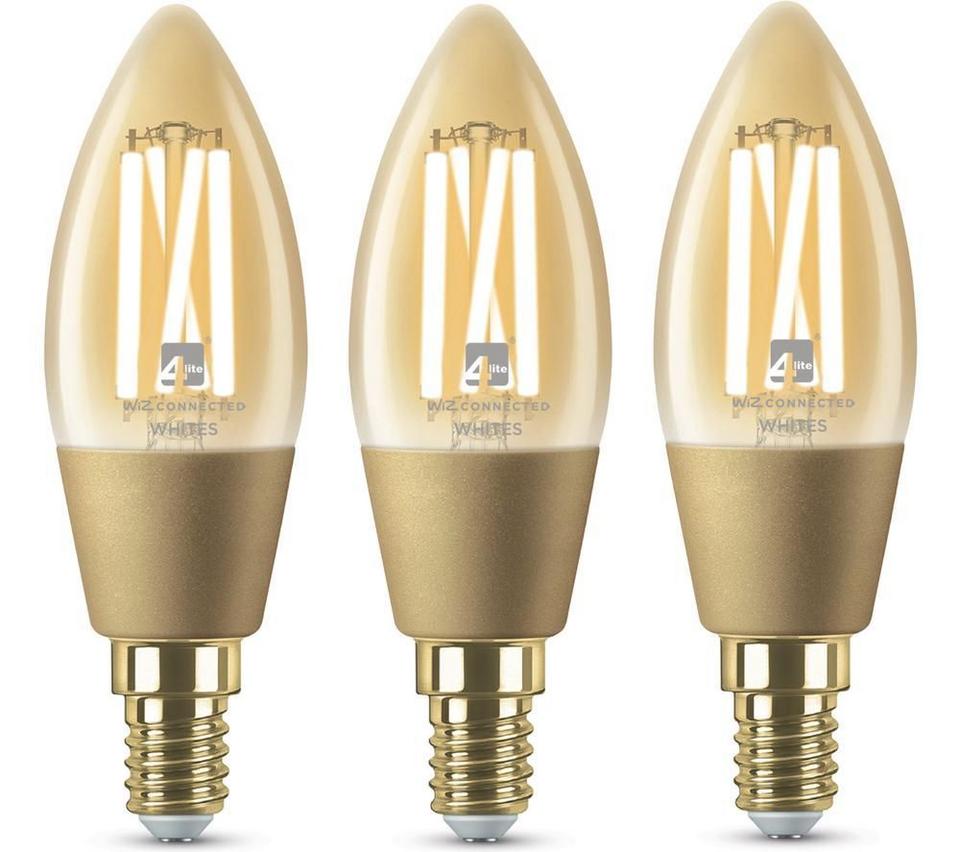 4LITE 4L1/8050 X3 Wiz Connected Smart LED Bulb - E14, Amber, Pack of 3