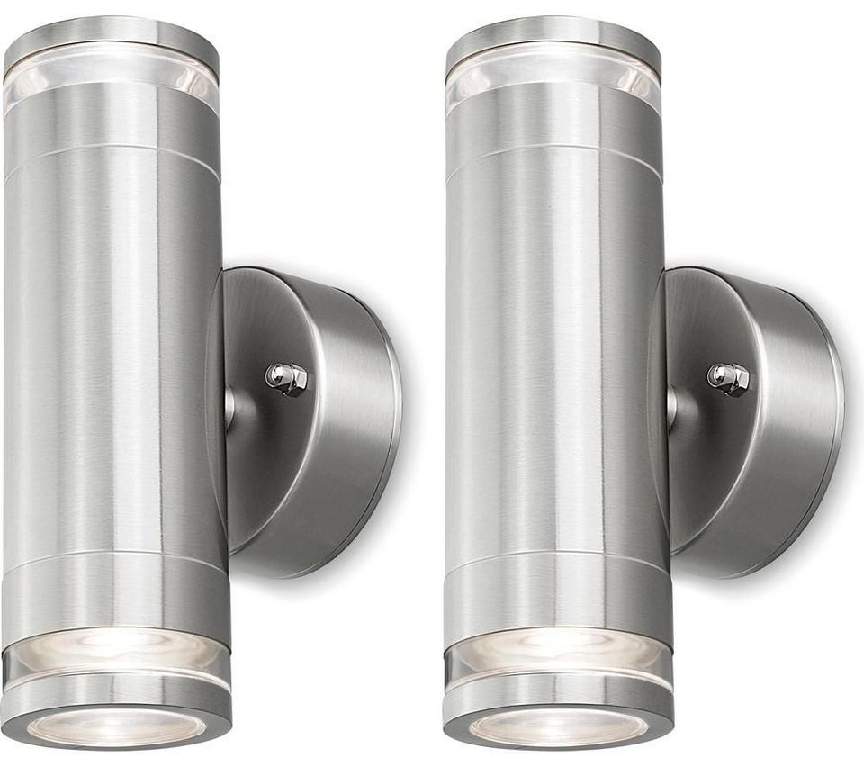 4LITE Marinus Range 4L2/2307 Smart LED Outdoor Wall Light - Stainless Steel, Twin Pack