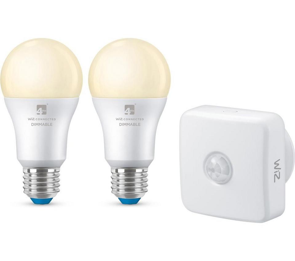 4LITE WiZ Connected Twin Smart LED Bulbs with PIR Sensor - E27, A60, Warm White