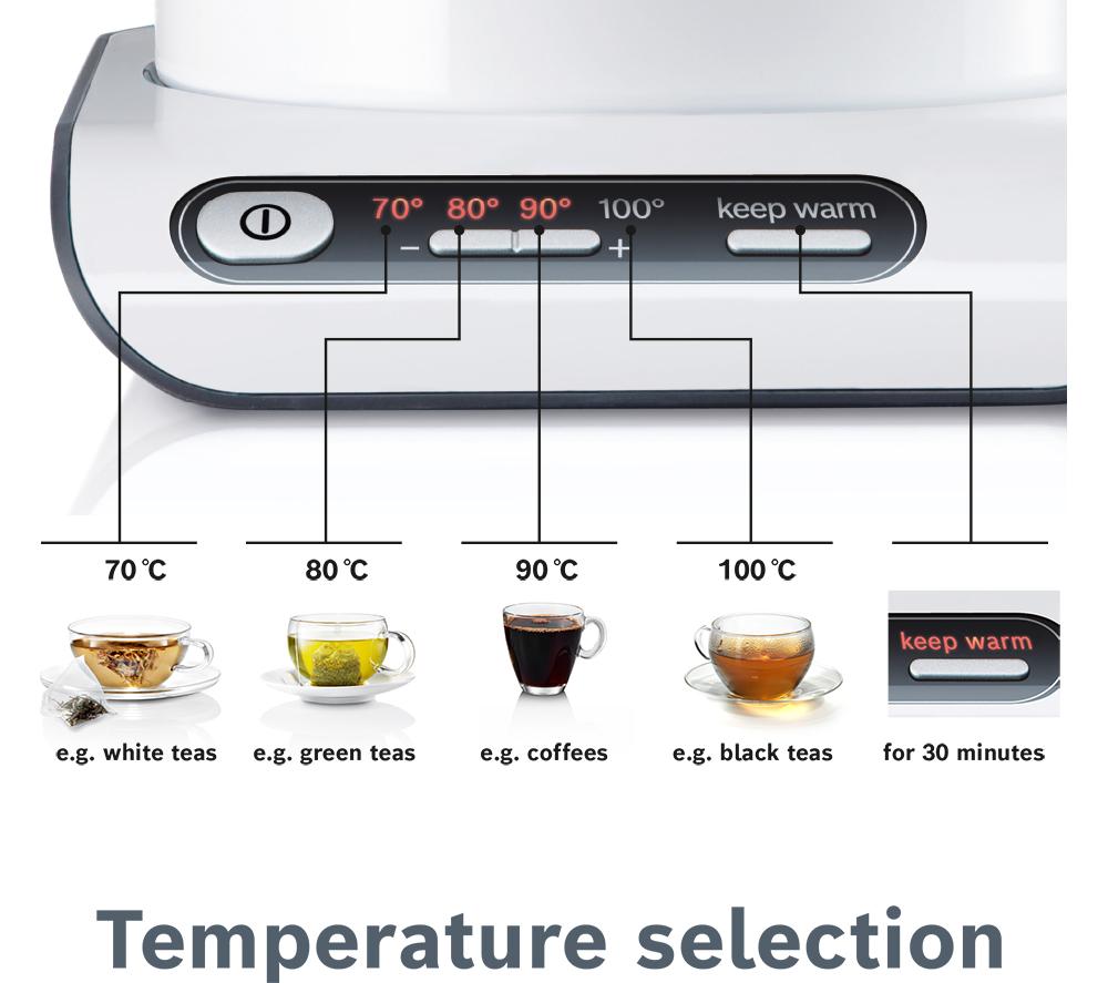 BOSCH Styline TWK8631GB Variable Temperature Jug Kettle - White image number 5 of 9