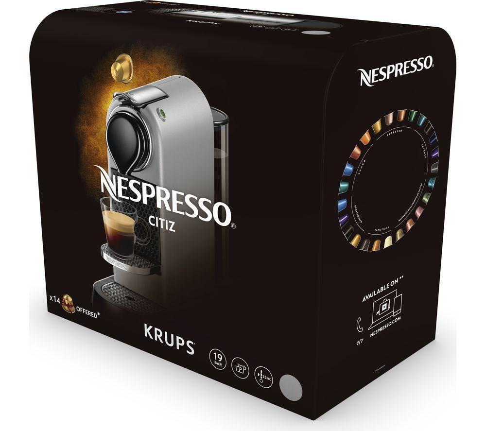 NESPRESSO by Krups Citiz XN741B40 Coffee Machine - Silver image number 5 of 5