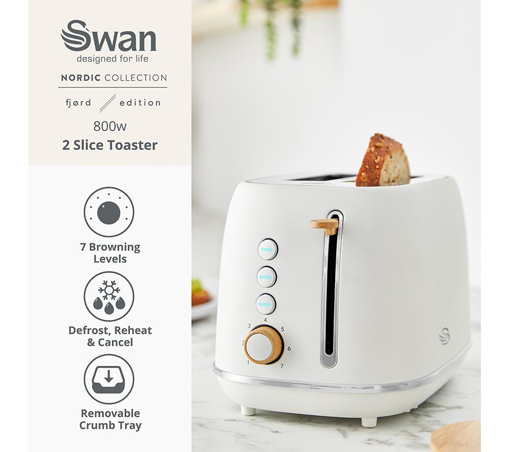 SWAN Nordic Fjord Collection ST19030 2-Slice Toaster - White image number 2 of 9