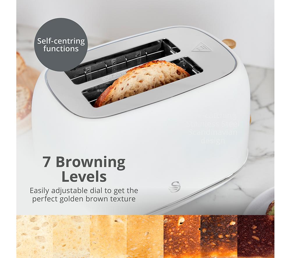 SWAN Nordic Fjord Collection ST19030 2-Slice Toaster - White image number 3 of 9