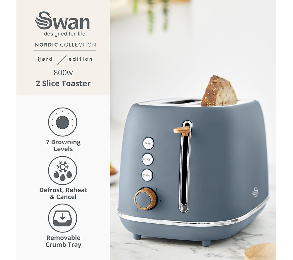SWAN Nordic Fjord Collection ST19030 2-Slice Toaster - Grey image number 2 of 8
