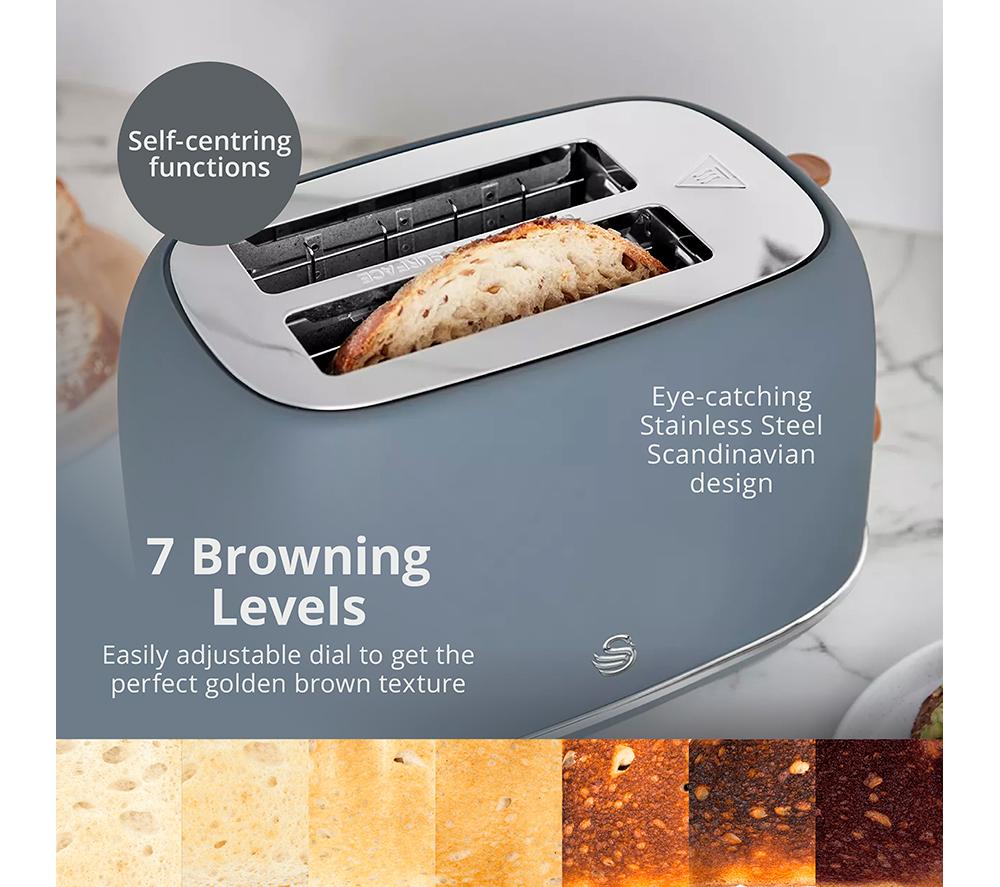 SWAN Nordic Fjord Collection ST19030 2-Slice Toaster - Grey image number 3 of 8