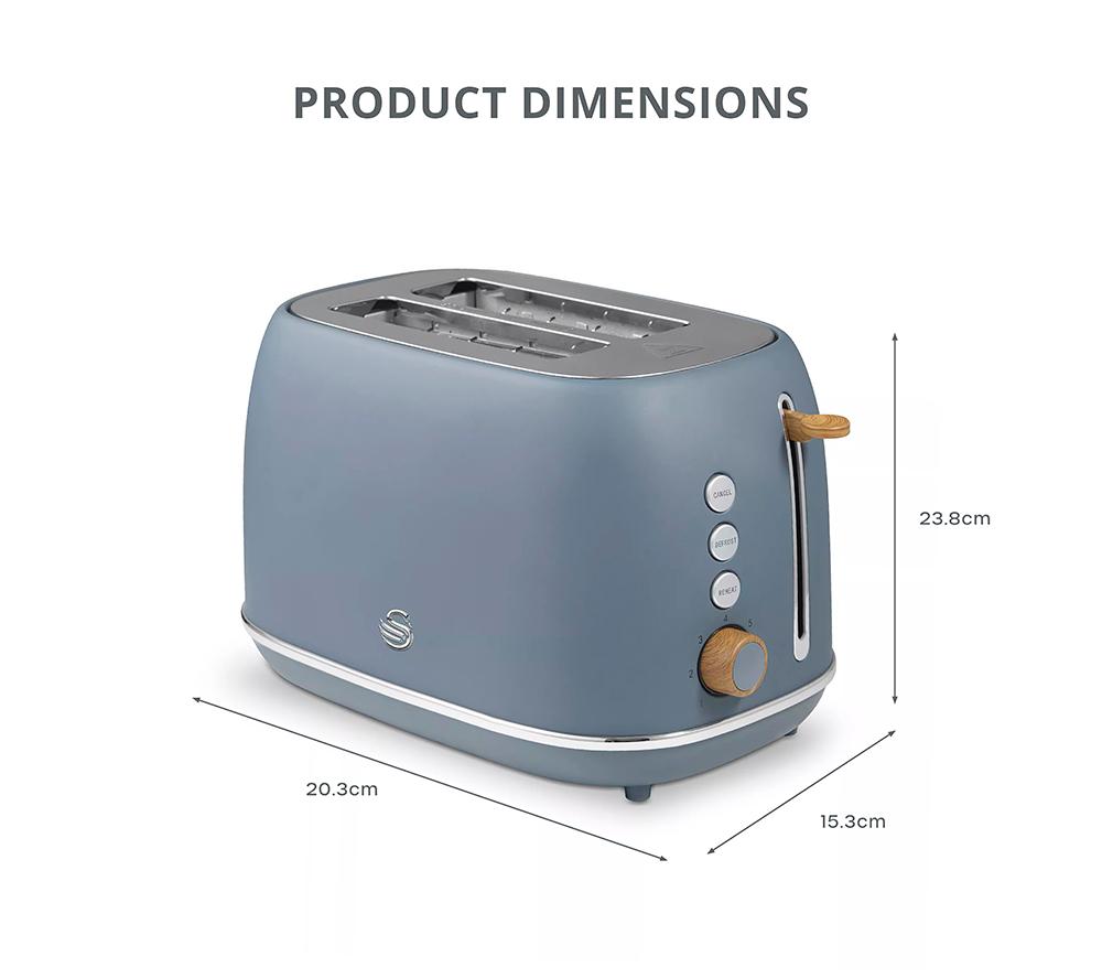 SWAN Nordic Fjord Collection ST19030 2-Slice Toaster - Grey image number 6 of 8