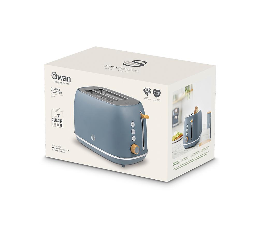 SWAN Nordic Fjord Collection ST19030 2-Slice Toaster - Grey image number 9 of 9