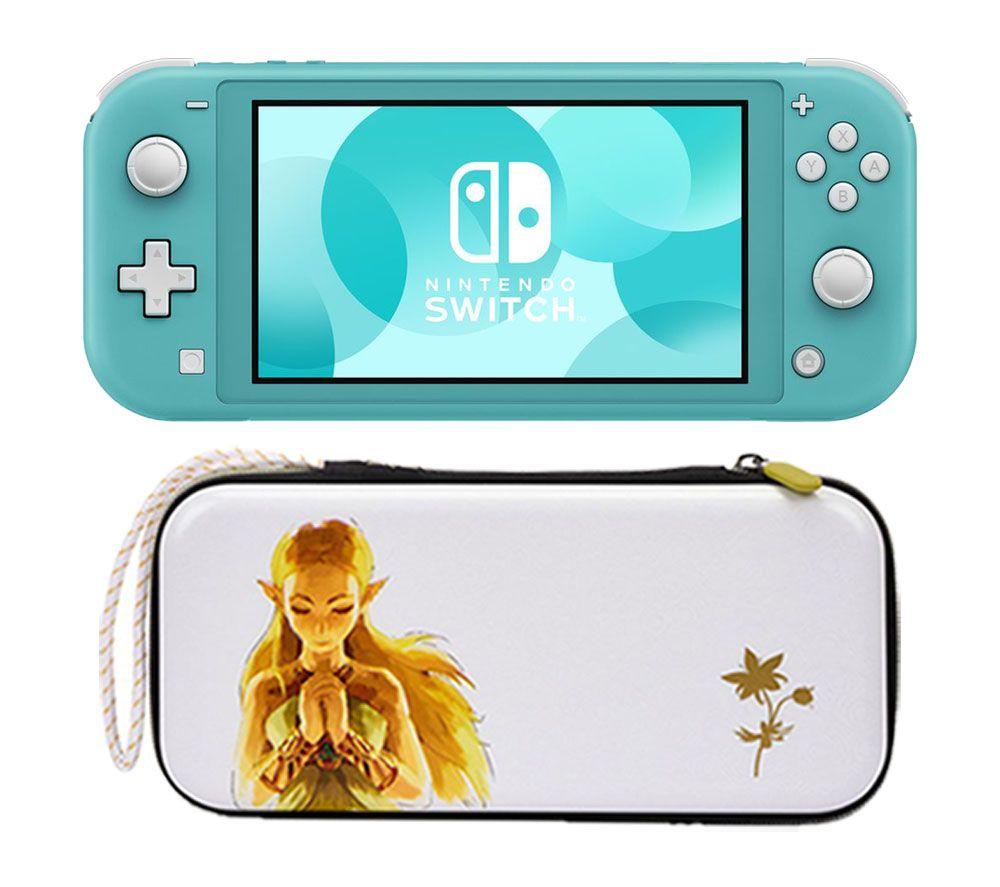 Nintendo Switch Lite & Princess Zelda Slim Travel Pro Nintendo Switch Case Bundle - Turquoise, Blue