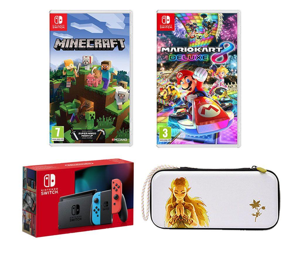 Buy NINTENDO Switch (Neon Red & Blue), Minecraft, Mario Kart 8 Deluxe