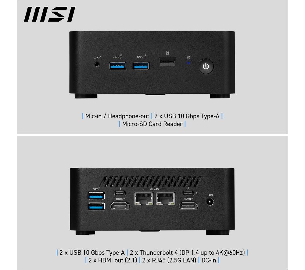 MSI Cubi NUC 1M Mini Desktop PC - Intel&reg; Core&trade; 7, 1 TB SSD, Black image number 6 of 7