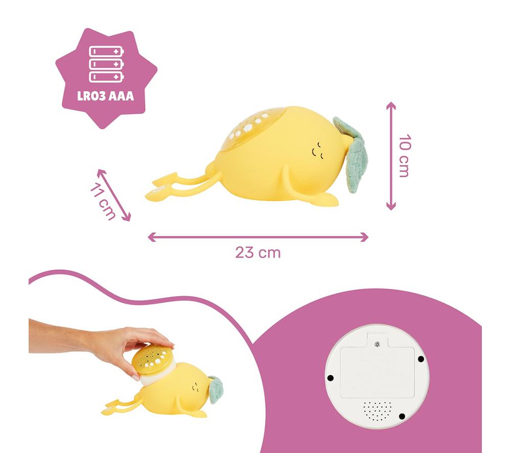 BADABULLE Basil Lemon-shaped Silicone Projector Nightlight - Yellow image number 6 of 8