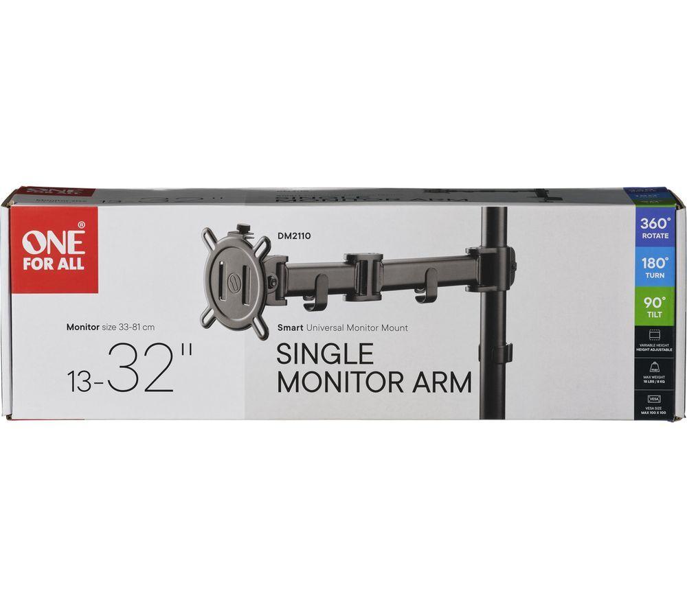 ONE FOR ALL Smart DM2110 Full Motion 13-32" Single Arm Monitor Desk Mount - Black image number 6 of 6