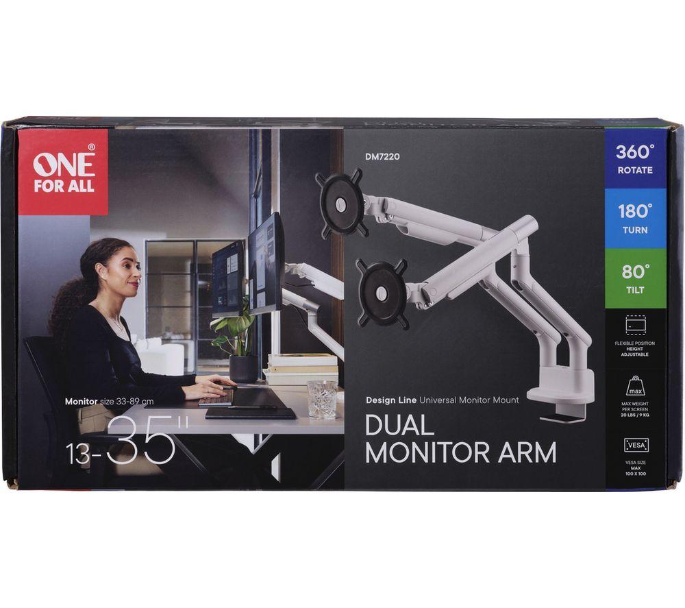 ONE FOR ALL DM7220 Dual Arm Full Motion 13-35" Monitor Desk Mount - White image number 8 of 8