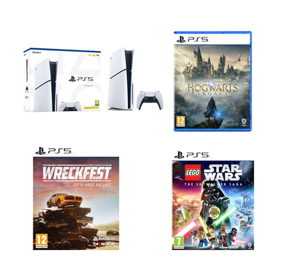 SONY PlayStation 5 (Model Group - Slim), Wreckfest, LEGO Star Wars: The Skywalker Saga & Hogwarts Legacy Bundle