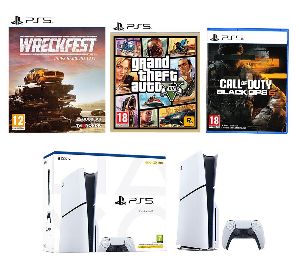 SONY PlayStation 5 (Model Group - Slim), Call of Duty: Black Ops 6, Grand Theft Auto V & Wreckfest Bundle