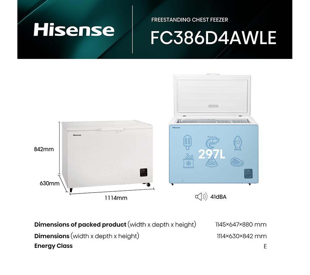 HISENSE FC386D4AWLE Chest Freezer - White image number 2 of 16