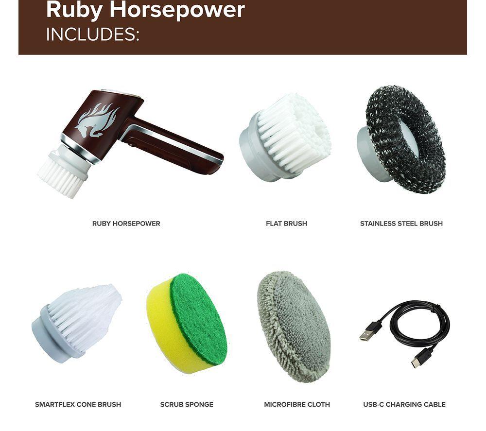 RUBY Horsepower Handheld Portable Rechargeable Power Scrubber - Brown image number 3 of 9