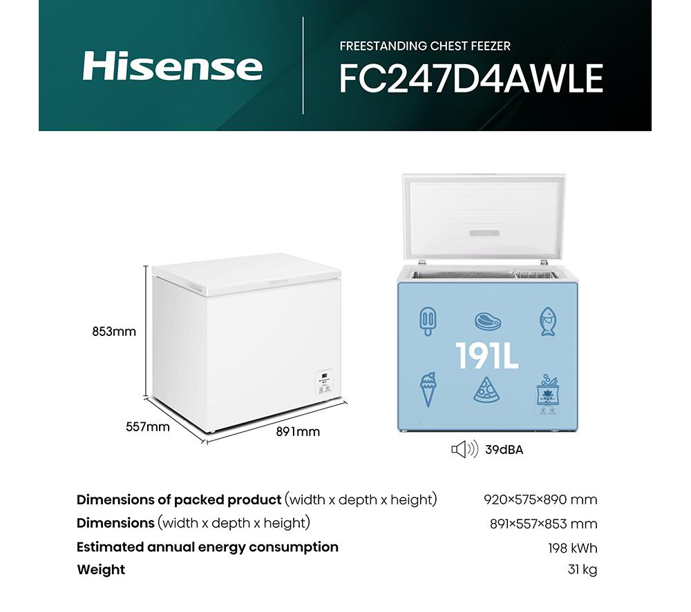 HISENSE FC247D4AWLE Chest Freezer - White image number 9 of 11