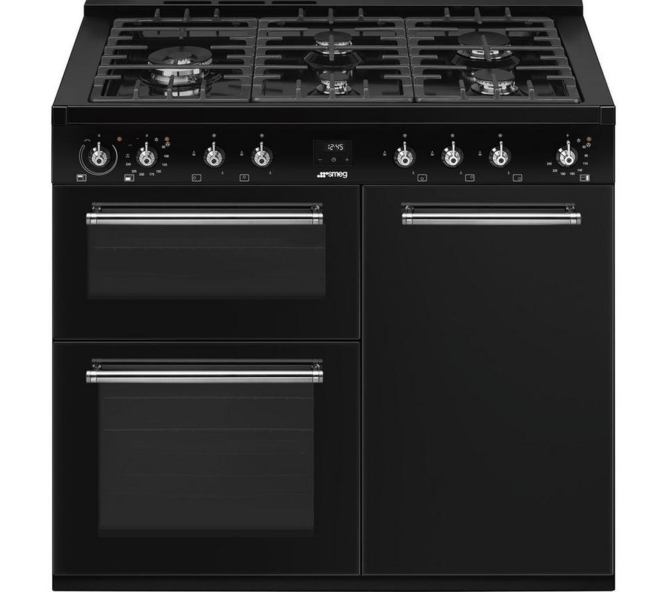 SMEG CX103GMBL 90 cm Dual Fuel Range Cooker - Black