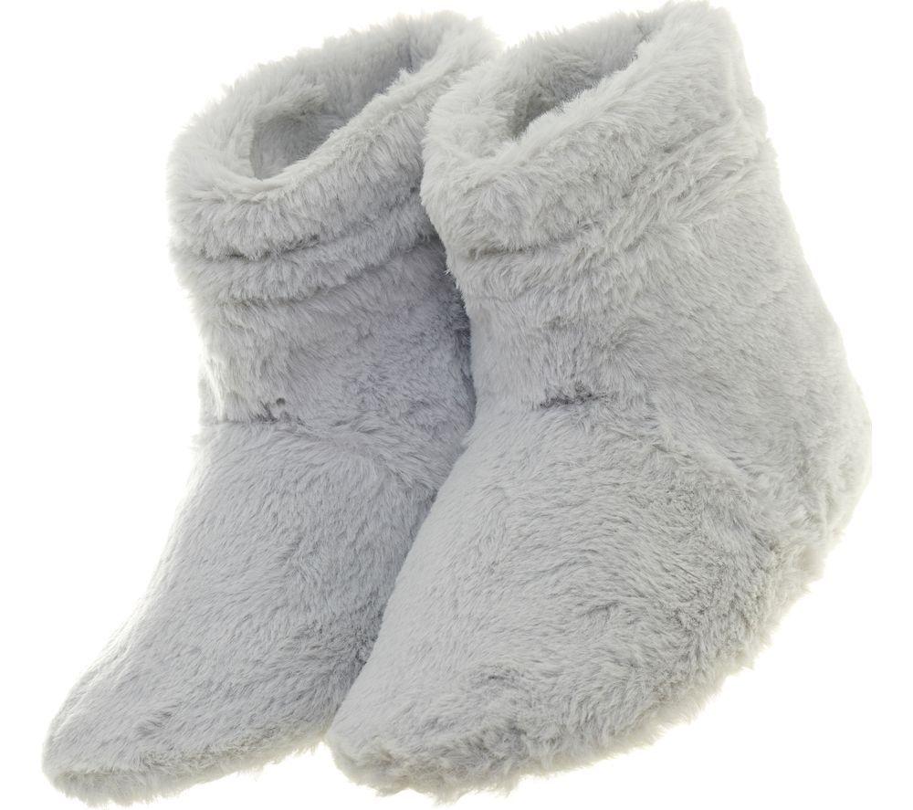 ARMOURHOME Faux Fur Heated Boot Slippers - Grey