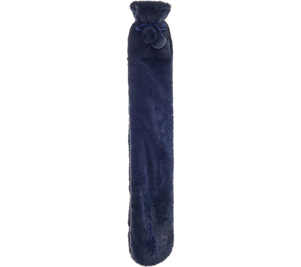 Aroma Home Faux Fur Long Hot Water Bottle - Navy