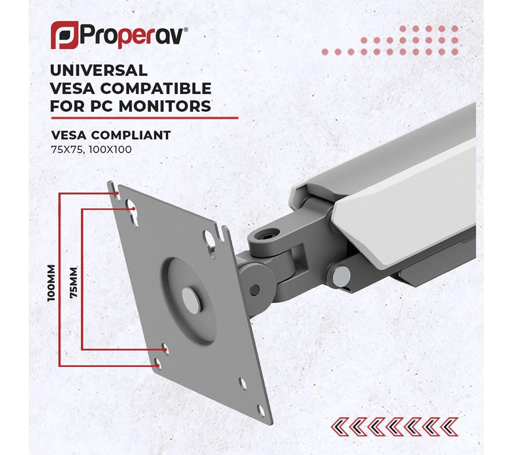 PROPERAV PB791 Gas Spring Full Motion 17-32" Monitor Desk Mount image number 6 of 8