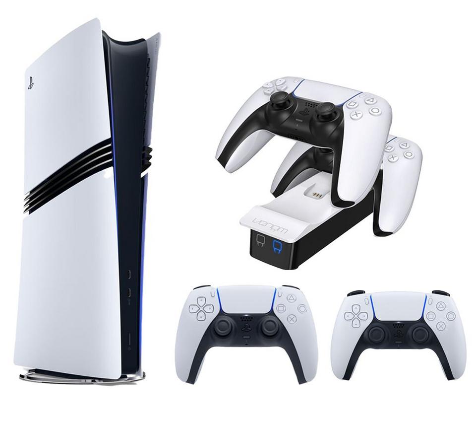 SONY PlayStation 5 Pro, PS5 DualSense Wireless Controller (White) & PlayStation 5 Twin Docking Station Bundle