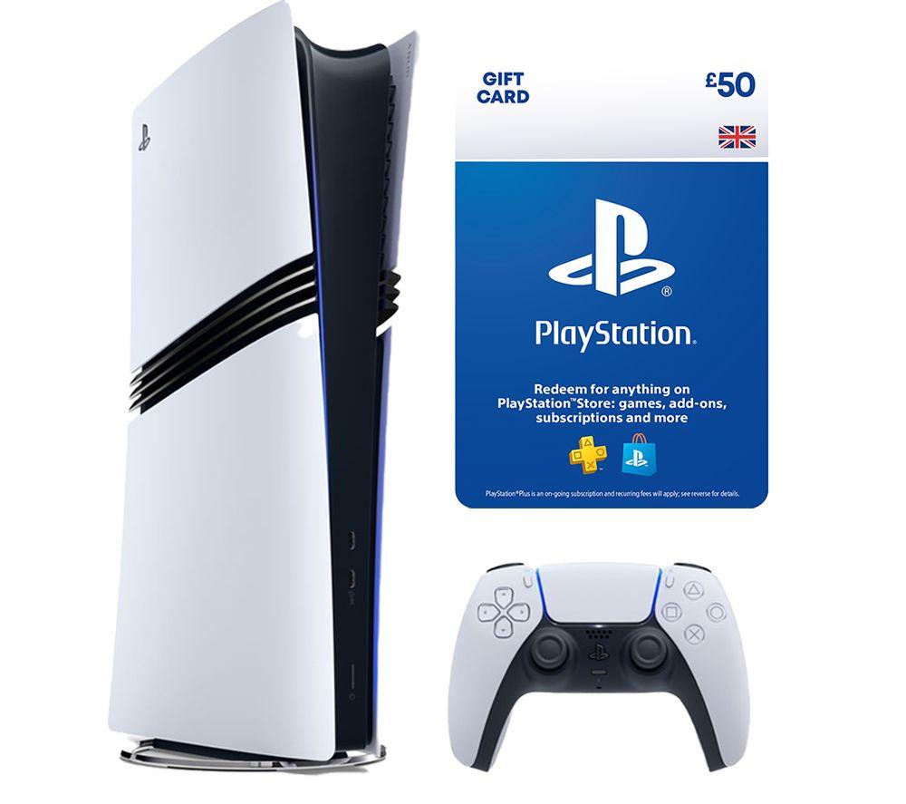 SONY PlayStation 5 Pro & Gift Card (£50) Bundle, White