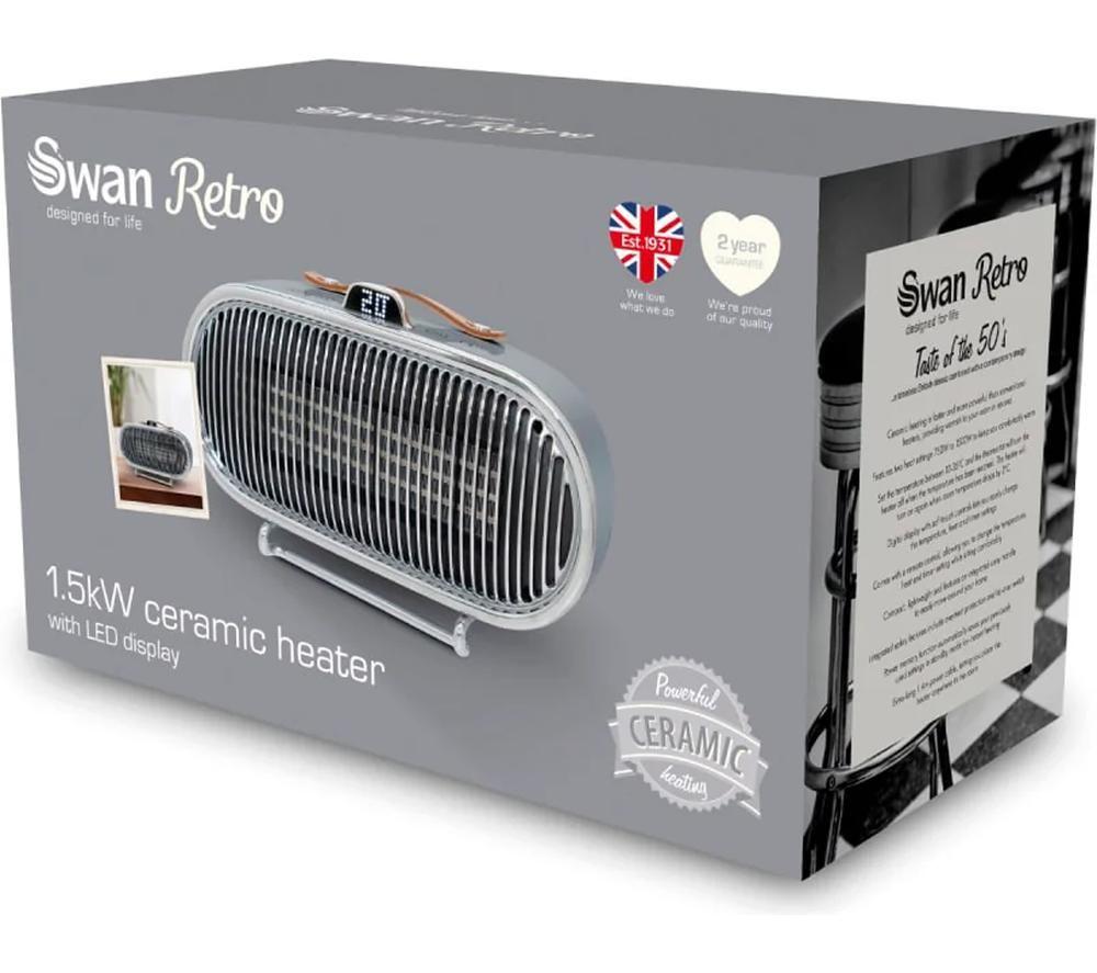 SWAN Retro SH27032 Portable Fan Heater - Grey image number 2 of 3