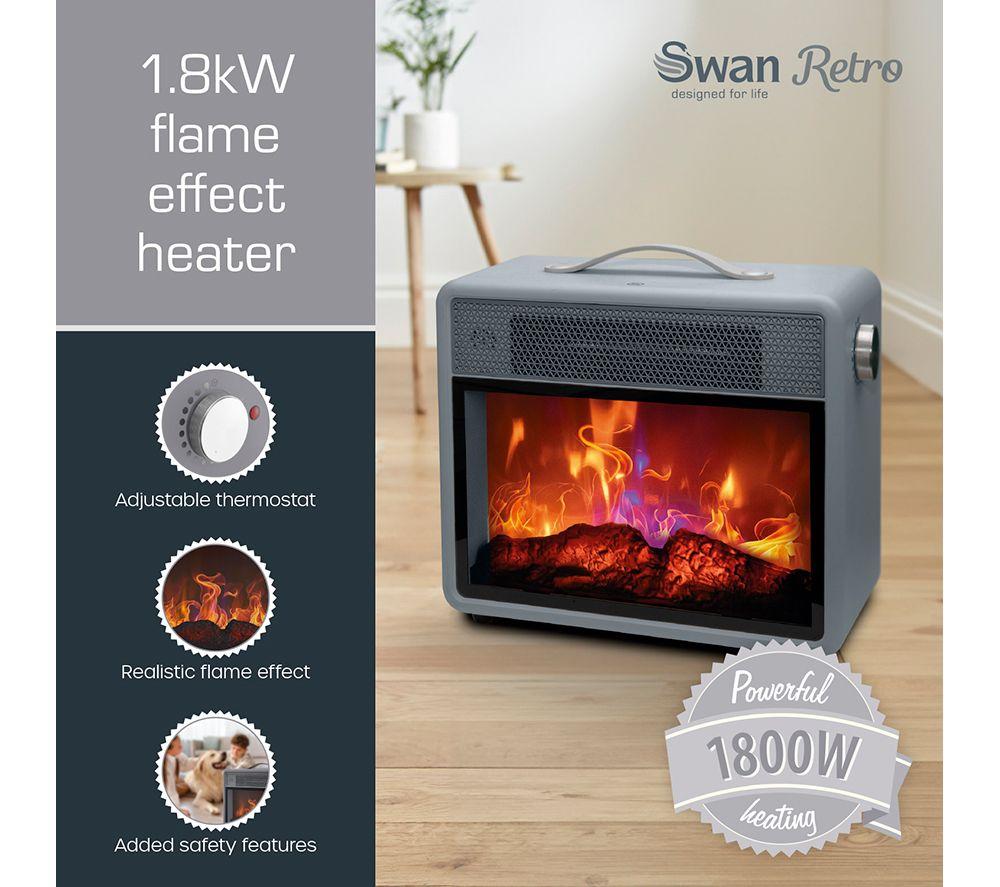 SWAN Retro SH27034 Flame Effect Heater - Grey image number 2 of 9