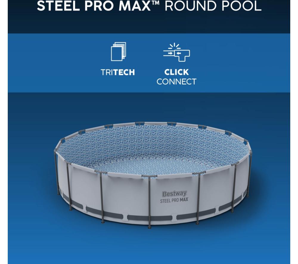 BESTWAY 15ft x 48" Steel Pro Frame BW56438GB-23 Round Swimming Pool - Grey image number 11 of 14