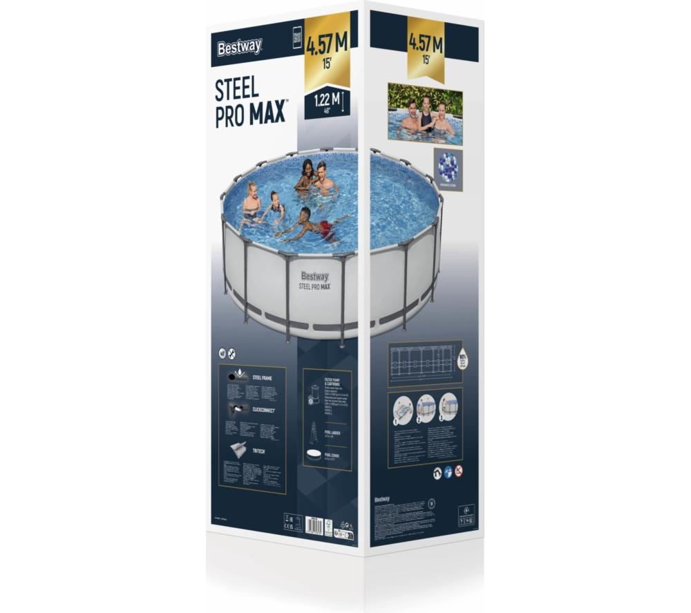 BESTWAY 15ft x 48" Steel Pro Frame BW56438GB-23 Round Swimming Pool - Grey image number 14 of 14