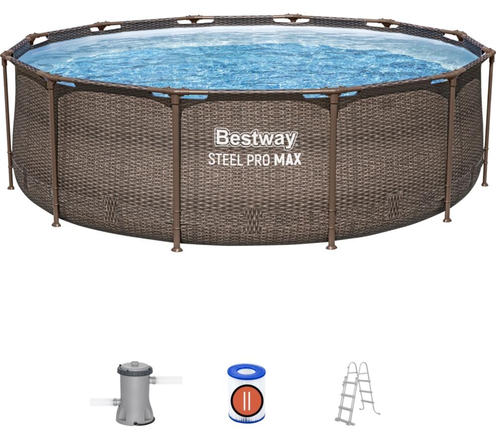 BESTWAY 12ft x 39.5" Steel Pro Deluxe BW56709GB-21 Round Swimming Pool - Brown image number 2 of 6