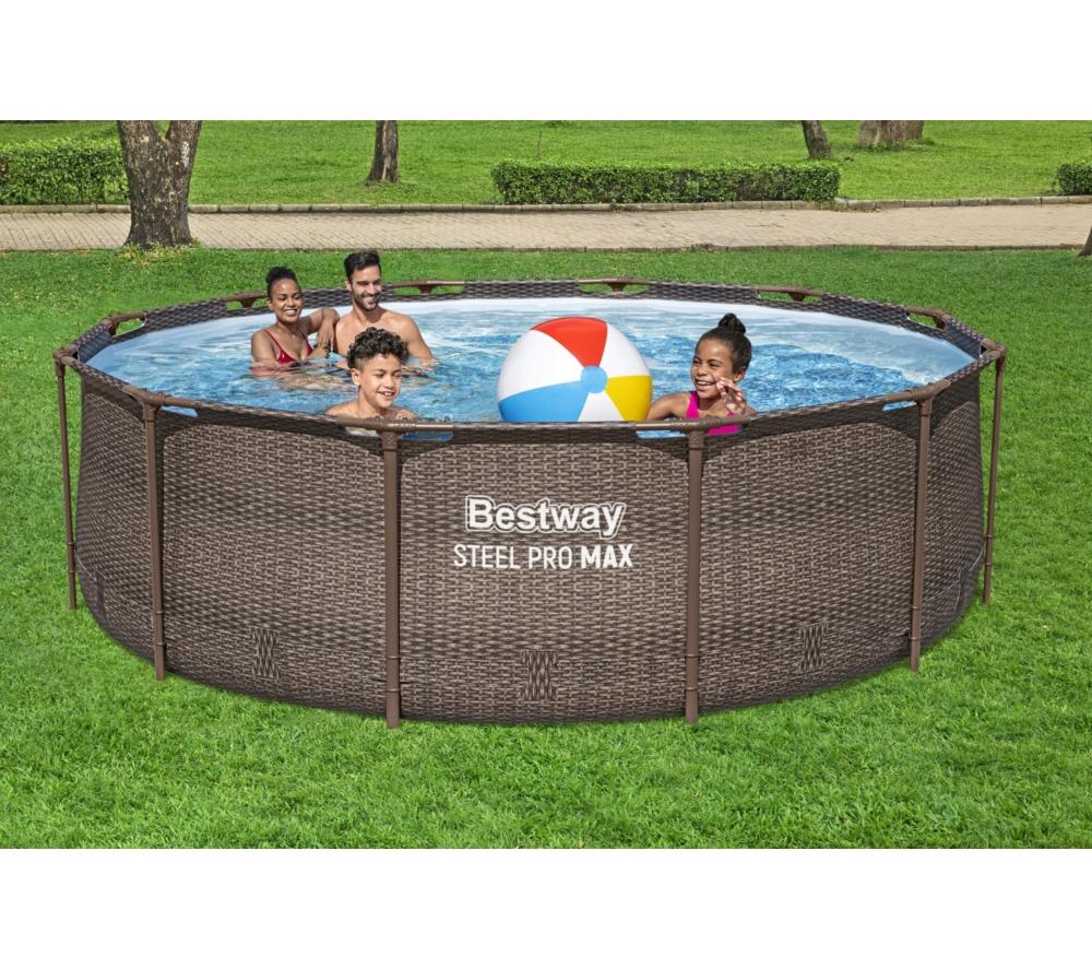 BESTWAY 12ft x 39.5" Steel Pro Deluxe BW56709GB-21 Round Swimming Pool - Brown image number 4 of 6