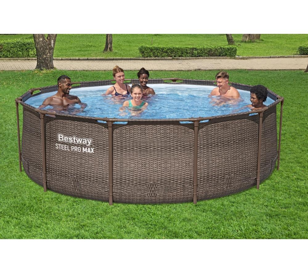 BESTWAY 12ft x 39.5" Steel Pro Deluxe BW56709GB-21 Round Swimming Pool - Brown image number 5 of 6