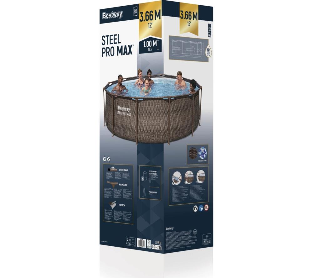 BESTWAY 12ft x 39.5" Steel Pro Deluxe BW56709GB-21 Round Swimming Pool - Brown image number 6 of 6