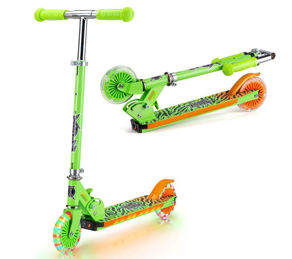 Xootz Wild Rider Tiger Led Kids Kick Scooter - Green, Green