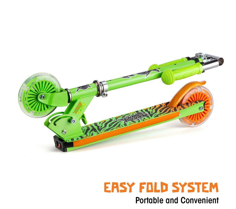 XOOTZ Wild Rider Tiger LED Kids Kick Scooter - Green image number 6 of 7