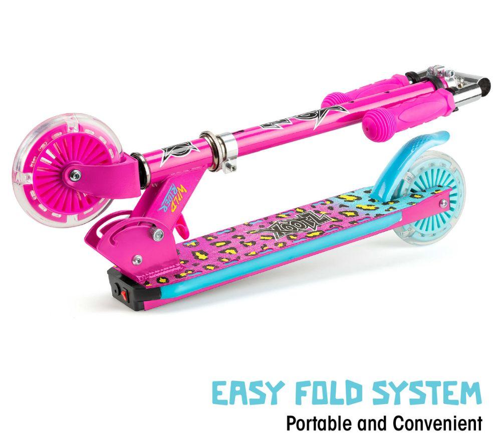 XOOTZ Wild Rider Leopard LED Kids Kick Scooter - Pink image number 6 of 7