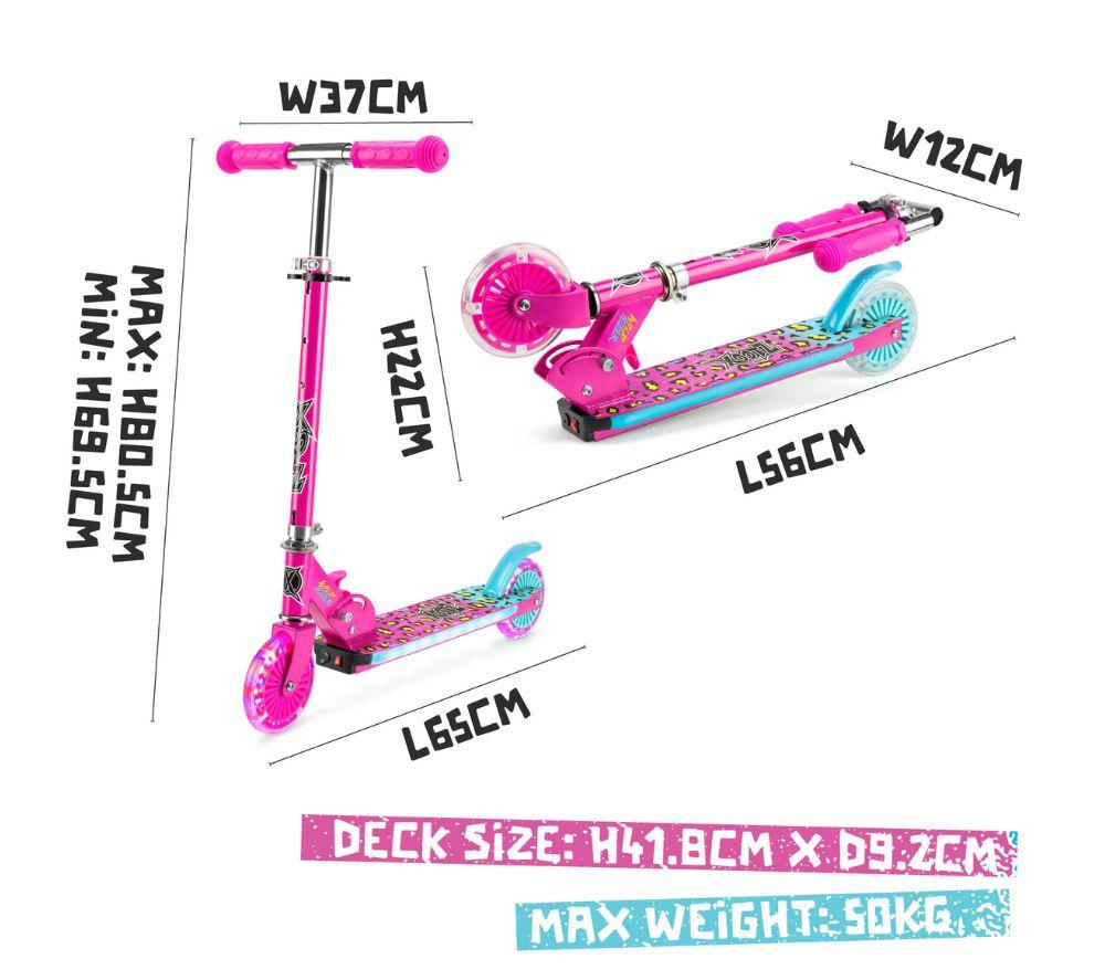 XOOTZ Wild Rider Leopard LED Kids Kick Scooter - Pink image number 7 of 7